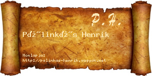 Pálinkás Henrik névjegykártya